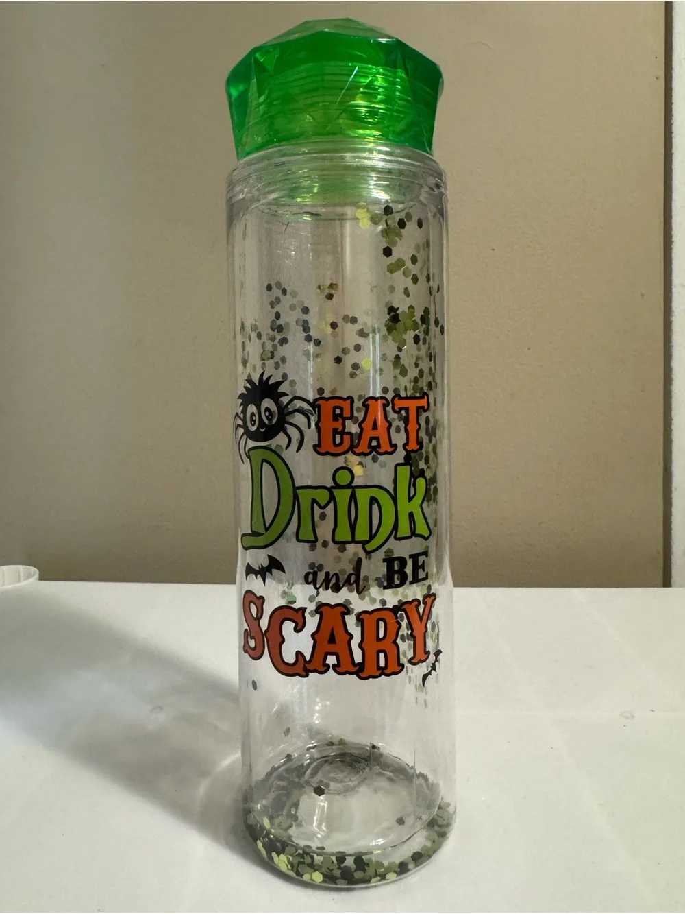Halloween “Eat Drink and Be Scary” Sequin Plastic Cup